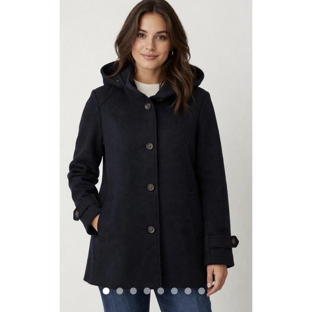 Lauren Ralph Lauren Quilted Hooded Anorak Coat Black Size Petite XS Hooded